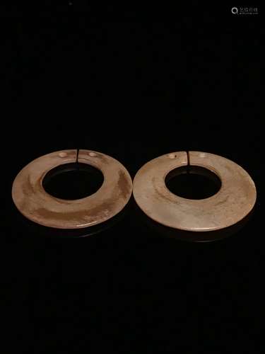 Pair Chinese Song Dynasty Jade Jue