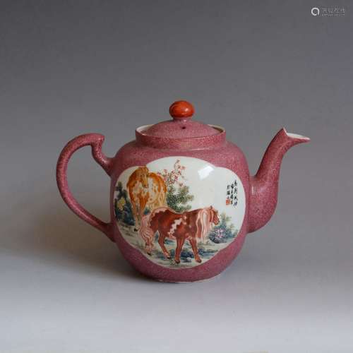 Antique Chinese Famille Rose Porcelain Tea Pot