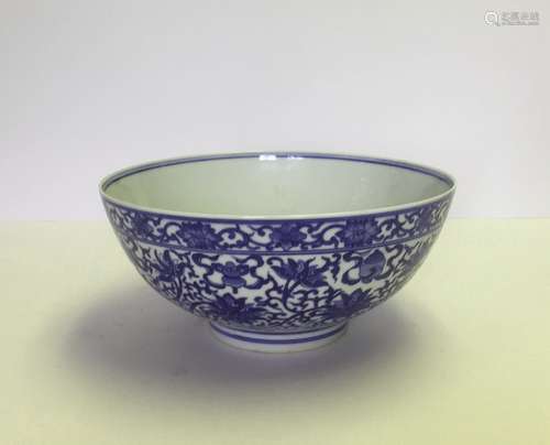 Large Chinese Blue & White Porcelain Bowl