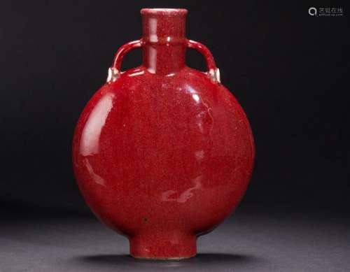 A copper-red glazed moon flask from Qing Dynasty