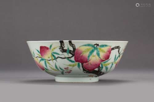 A famille-rose peach bowl from Qing Dynasty