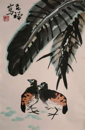 A pair of eagles painting by Li Ku Chan