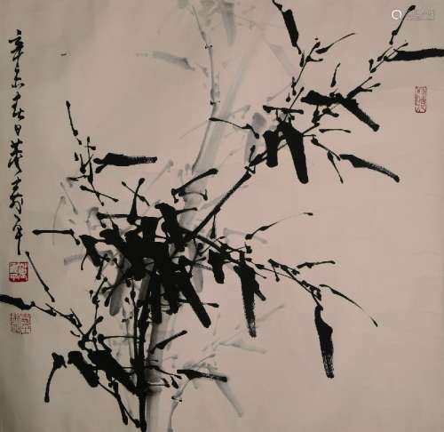 An ink on paper of bamboos by Dong Shou Ping