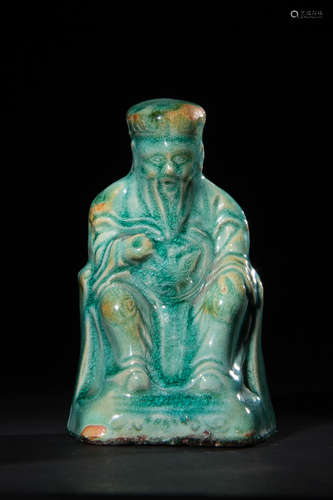 CIZHAO KILN GREEN GLAZED OLD MAN FIRURE