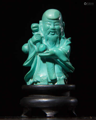 TURQUOISE CRAVED OLD MAN ORNAMENT