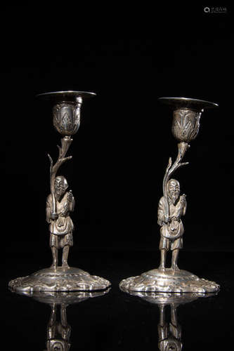 PAIR OF SILVER CANDLE HANDLES