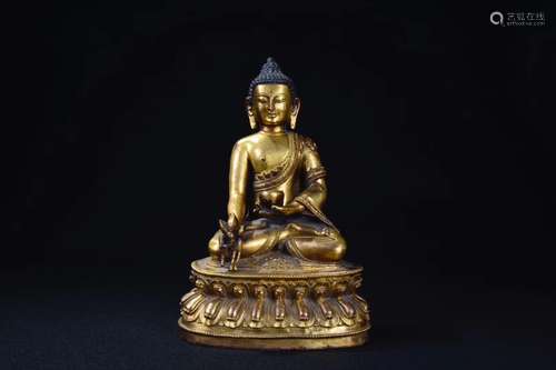 BRONZE GLITED BUDDHA FIGURE