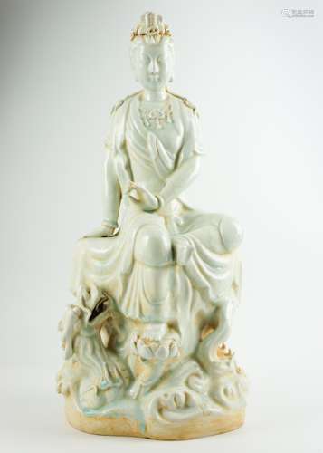 WHITE GLAZED BUDDHA FIGURE