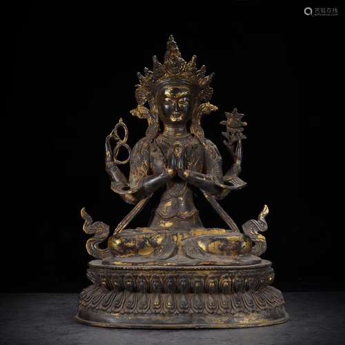 BRONZE SIX ARMS GUANYIN FIGURE