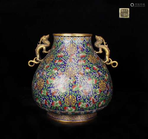 DAQING QIANLONG NIANZHI MARK LACQUER BRONZE VASE