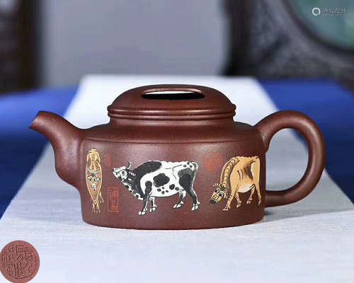 A GUHONGJUN MARK ZISHA TEAPOT