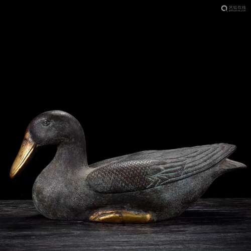 BRONZE GLITED DUCK ORNAMENT