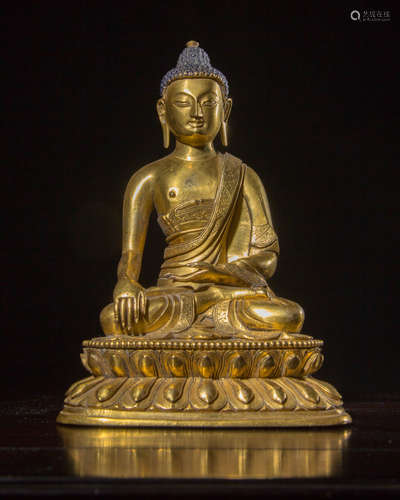 BRONZE GLITED BUDDHA FIGURE