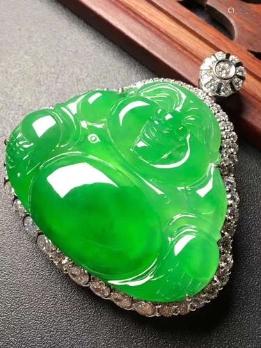 18K WITH DIAMOND MANLV HAPPY BUDDHA SHAPED PENDANT