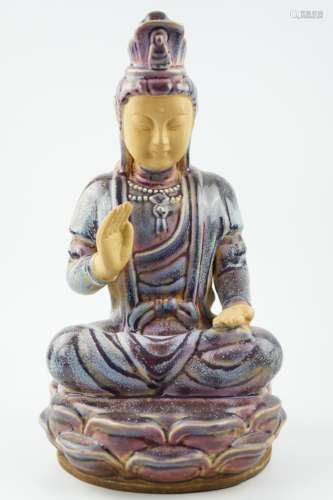 JUNYAO PURPLE GLAZE BUDDHA FIGURE