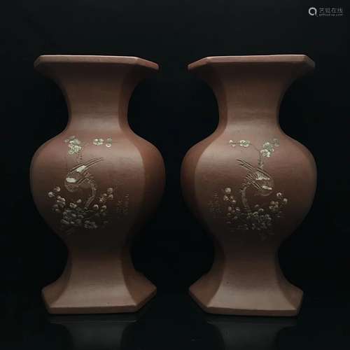 PAIR OF ZISHA VASES