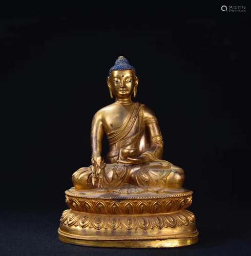 BRONZE GLITED BUDDHA FIGURE