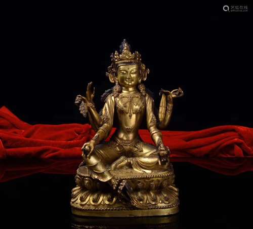 BRONZE SIX ARMS GUANYIN FIGURE