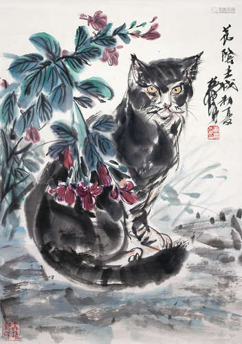 黄冑 猫 镜片 纸本