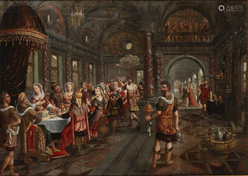 Belshazzar's Feast Circle of Hans Vredeman de Vries(Leeuwarden 1527-1604)