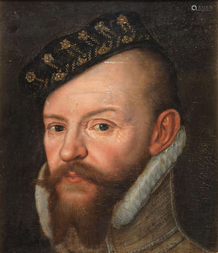 Portrait of a gentleman, bust-length, with a jewelled hat Circle of Steven van der Meulen(?Antwerp -circa 1564 London)