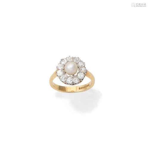A pearl and diamond cluster ring