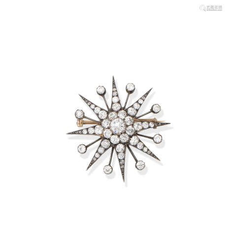 A diamond star brooch, circa 1890