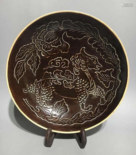 A SONG DYNASTY BLACK BROWN GALZE DISH