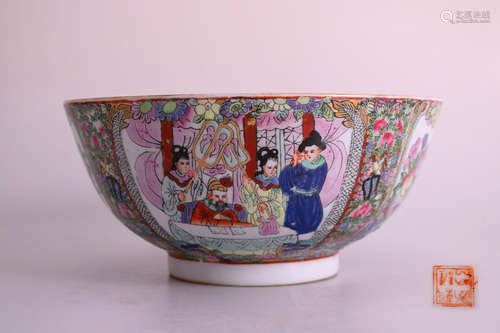 A GUANGCAI FIGURE PATTERN PROCELAIN BOWL    QING DYNASTY, QIANLONG PERIOD