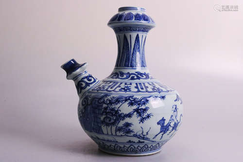 A FIGURE DESIGN BLUE&WHITE POT