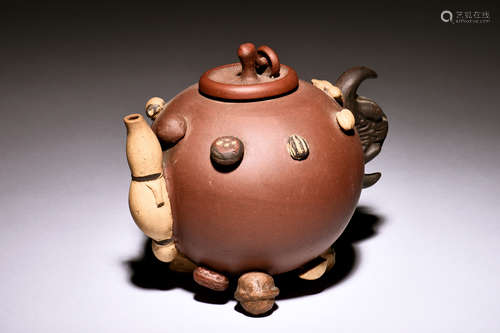 YIXING ZISHA 'MIXED NUTS' TEAPOT