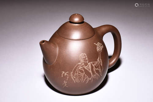 YIXING ZISHA 'PORTRAIT' TEAPOT