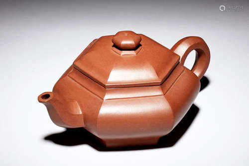 YIXING ZISHA HEXAGONAL TEAPOT