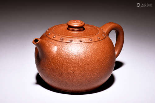 YIXING ZISHA 'DRUM' TEAPOT