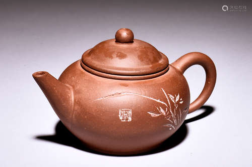 YIXING ZISHA 'FLOWERS' TEAPOT