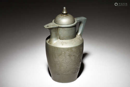 YIXING ZISHA 'LANDSCAPE' EWER