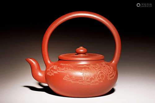 YIXING ZISHA 'LANDSCAPE' TEAPOT