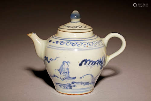 BLUE AND WHITE 'PEOPLE' TEAPOT