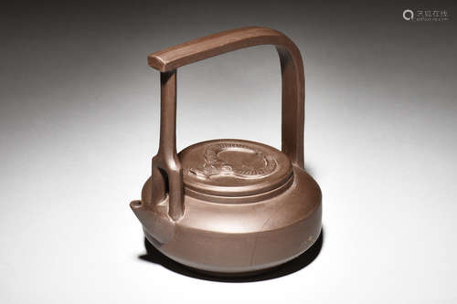 YIXING ZISHA 'WATER BUFFALO' TEAPOT WITH LIFTING HANDLE