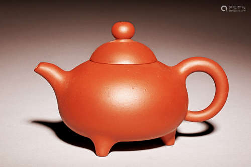 YIXING ZISHA TRIPOD TEAPOT