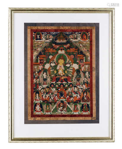 西藏18世纪 绿度母唐卡
