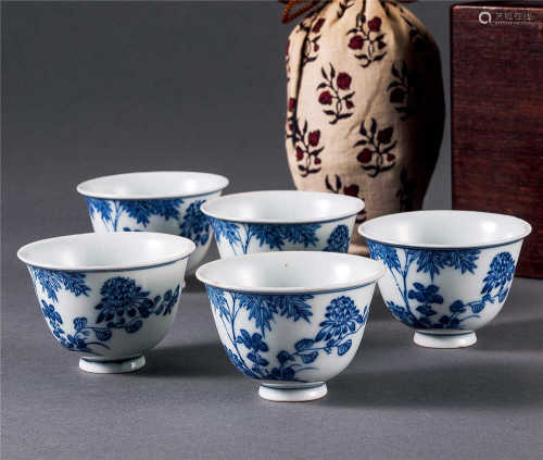 清 青花花卉纹煎茶碗