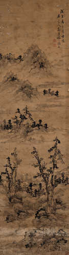高其佩（清） 1708年作 指墨山水 立轴 水墨纸本