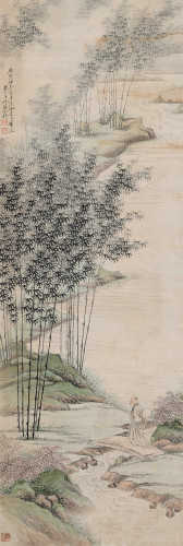 蒋宝龄（清） 1830年作 竹林高士图 立轴 设色纸本