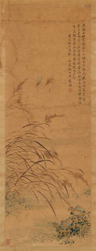 翁雒（清） 1823年作 草虫图 立轴 设色纸本
