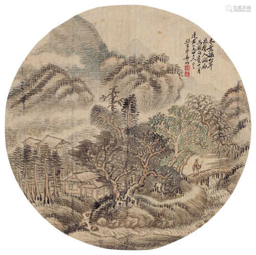 姜筠（清） 1902年作 入山图 镜心 设色绢本