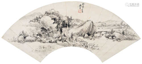 奚冈（清） 1803年作 山水 立轴 水墨纸本