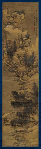 蓝瑛（明） 1658年作 西湖雪景 立轴 设色绢本
