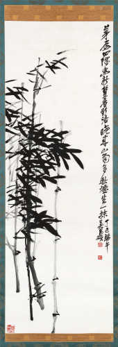 吴昌硕（1844～1927） 1917年作 墨竹 立轴 水墨纸本