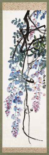 齐白石（1864～1957） 紫藤 立轴 设色纸本